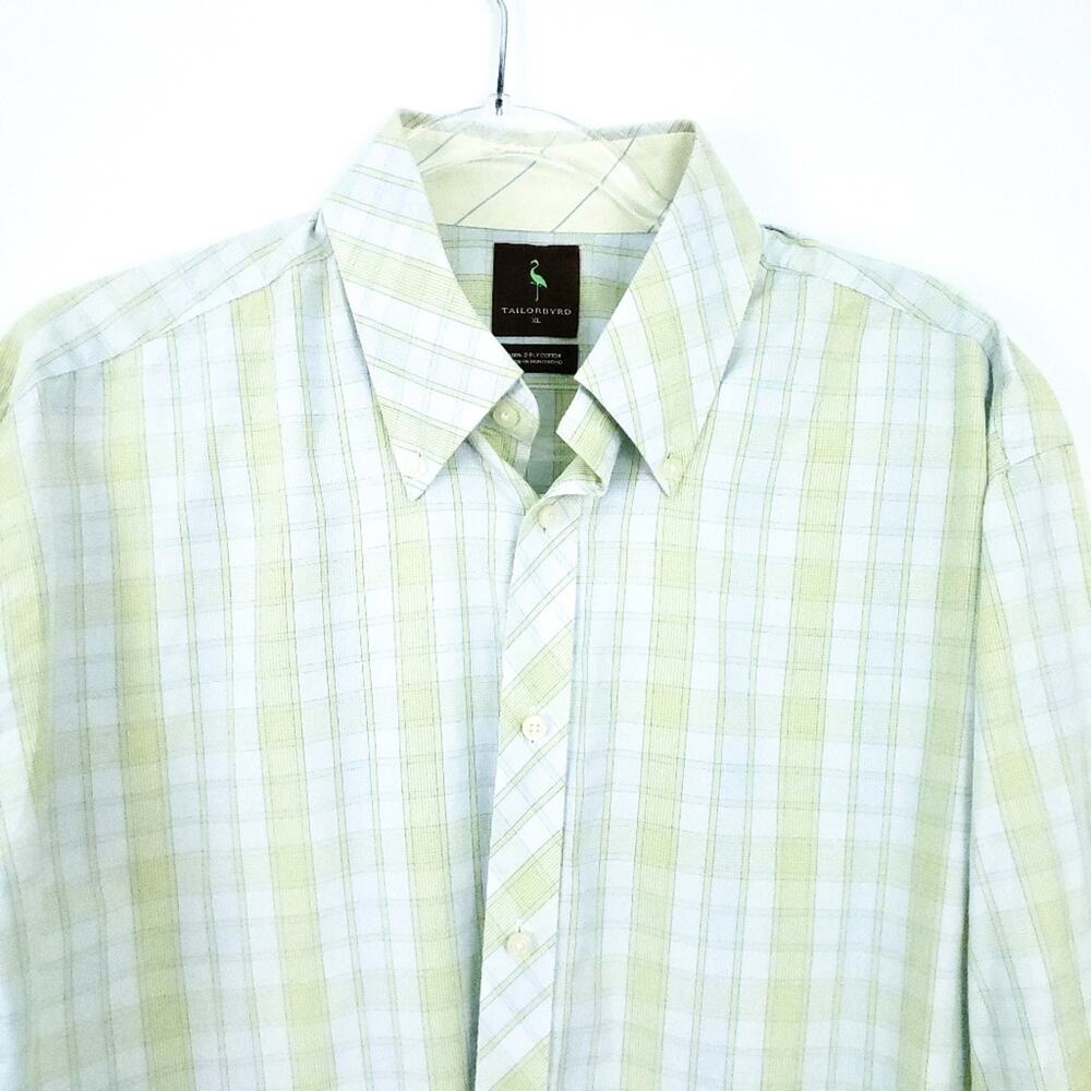 TailorByrd Blue Green Plaid Button Down Shirt XL